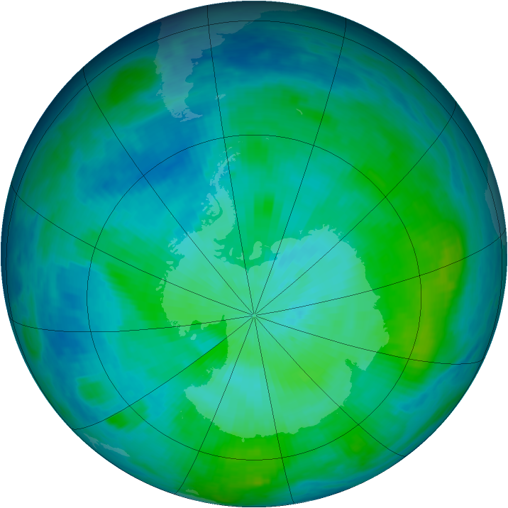 Antarctic ozone map for 24 February 1987